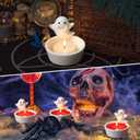 3PCS Ghost Candle Holder, Halloween Cute Cartoon Small Ghost Candle Holder, Tealight Handcrafted Ceramic - White Candlestick for Table Centerpiece, Small Candle Holders Perfect for Tea Light