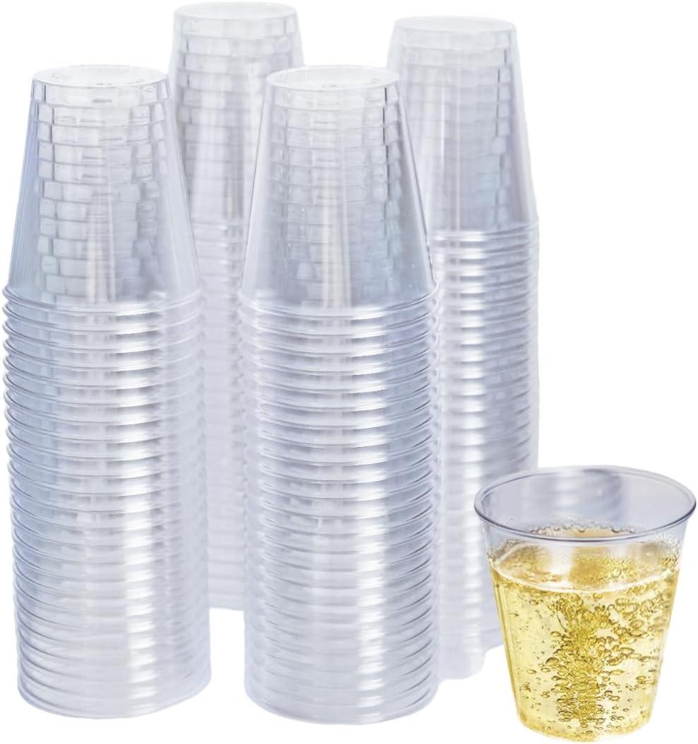 1oz 200 pcs Premium Clear Shot Glasses. Disposable Clear Cups for Wine Tasting, Vodka, Whiskey, jelly shot, sample Cups For Party and Gathering. (200, 1oz)