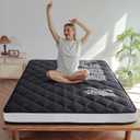 MAXYOYO 6" Extra Thick Futon Mattress Floor Mattress, Twin Size Diamond Pattern Japanese Tatami Pad Roll Up Mat for Adults, Guest, Black