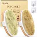 POPCHOSE Dry Brushing Body Brush, Natural Bristle Dry Skin Exfoliating Brush Body Scrub for Flawless Skin, Cellulite Treatment, Lymphatic Drainage and Blood Circulation Improvement (2 Count (PP+Boar Bristles))