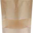 Kraft Paper Zipper Pouches,ULIFESTAR Kraft Stand Up Zip Lock Pouch Bags,100PCS Resealable Bag with Transparent Window and Tear Notch Resealable Bag for Small Business HomeUse,9.8"*13.8"(25*35cm+5cm)
