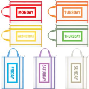 7 Pack Packing Cubes for Travel Days of Week Packing Cubes with Label Clear Zippered Storage Bag for Summer Camp Essential