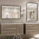 LOAAO 24X30 Inch Black Metal Framed Bathroom Mirror for Wall, Matte Black Bathroom Vanity Mirror Farmhouse, Large Rounded Rectangle Mirror, Anti-Rust, Hangs Horizontally or Vertically
