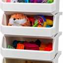 ReadySpace Plastic Containers for Organizing and Storage Bins for Closet, Kitchen, Office, Garage or Pantry Organization, Stackable Bins, Extra Large (14.8" x 16.5" x 7"), 4-Pack, White