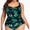 Daci Women Plus Size One Piece Swimsuits - Tummy Control Retro Ruched Bathing Suits Vintage Swimwear L