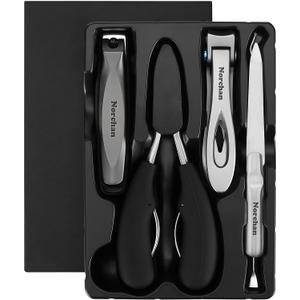 Large Nail Clippers Set, 5-Piece Sharp Toenail and Fingernail Clippers with Nail File, Ideal for Men and Women (Premium, Big Size, Heavy-Duty Design)