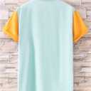 WDIRARA Men's Colorblock Button Down Short Sleeve Pocket Front Shirt Tops