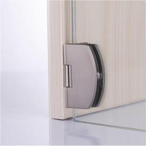 KAFENDA Silver Modern Glass Door Hinge (2 Pairs = 4 Pieces) for 5-8mm Glass, No Drill Required, Brushed Finish, 99 lbs Max Weight Capacity