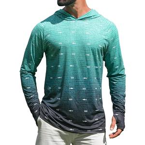 iCKER Men's UPF 50+ Sun Protection Hoodie Shirt Rash Guard Long Sleeve Shirt UV Fishing Outdoor Hiking Swimming Running size L