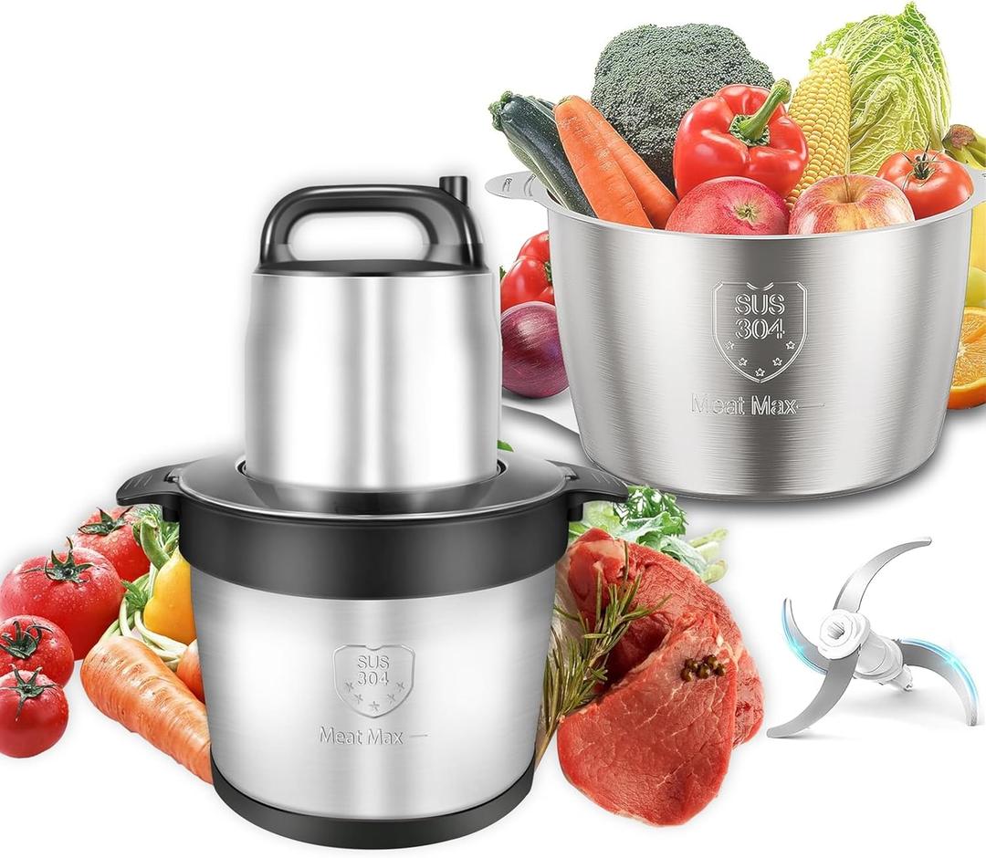 Electric Food Chopper Large Capacity - Kitchen Food Blender with Powerful 1200W Copper Motor Meat Grinder,Vegetable Chopper,4 Bi-Level Bladesand Spatula 8L/32 Cup Food Processors
