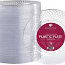 Prestee Disposable Plates, 72ct - 7.5-inch Heavy Duty Clear Plastic Plate - Cake, Salad, Appetizer, Dinner, Dessert Plates - Wedding, Holidays, Easter Party Plate - Event Supplies (7.5" (72ct))