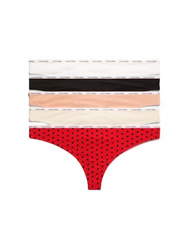 Calvin Klein Women's Signature Cotton Logo Stretch Thong Panties, 5 Pack (XS) Calvin Klein Women's Signature Cotton Logo Stretch Thong Panties, 5 Pack (XS)