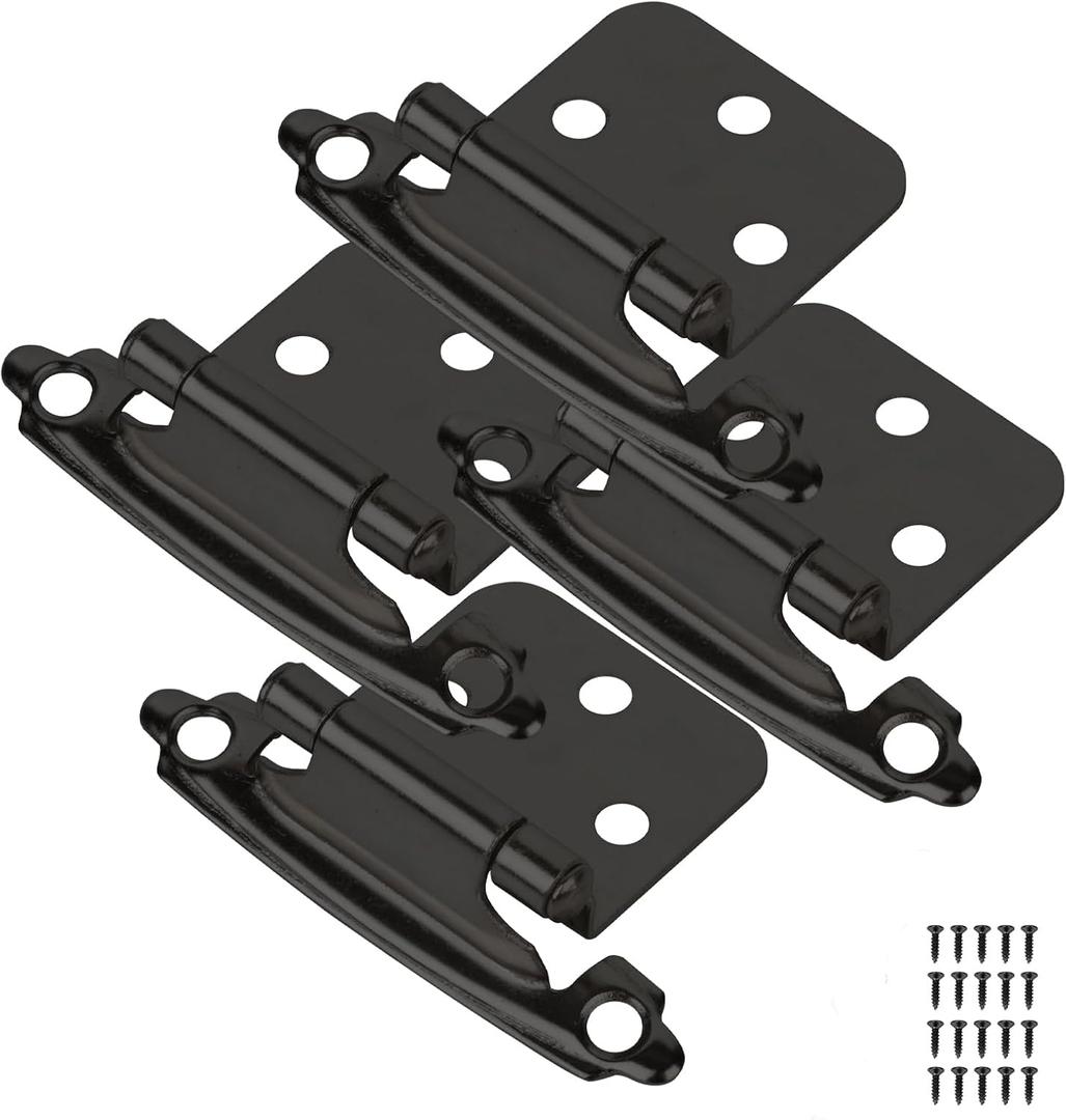 Self Closing Cabinet Hinges for Face Frame,Cabinet Hinges, Metal Hardware for Kitchen Cabinets and Doors (Black, 16Pack)