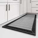 Kitchen Rugs, Non Skid Washable Kitchen Floor Rugs Absorbent Kitchen Mats with Rubber Backing, Durable Woven Floor Mats for Kitchen, Home, Farmhouse, Front of Sink (Black, 20" x 32") (1'8" x 2'8" (Rectangular))