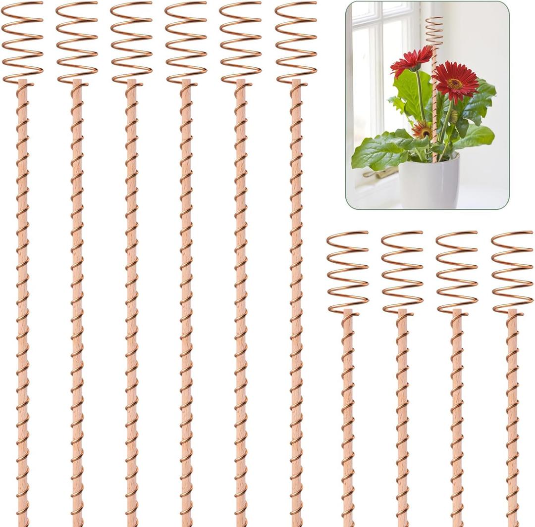 10 Pack 17" Electroculture Plant Stakes, Long Copper Garden Stakes, Electroculture Copper Coil Antennas for Growing Garden, High-Yield, Eco-Friendly