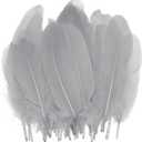 PATIKIL 6-8 Inch(15-20 Cm) Feathers, 100 Pack Long Artificial Goose Feather Dream Catcher DIY Natural Goose Women Hats Trimming for Wedding Party Crafts, Gray