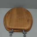 Mayfair Natural Oak Veneer Toilet Seat with Chrome Hinges, Round, Wood