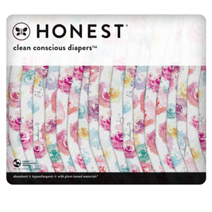 The Honest Company Clean Conscious Diapers for Sensitive Skin | Hypoallergenic, Fragrance Free | Girl Prints | Club Box, Size Newborn, 36 Count (Rose Blossom + Tutu Cute)
