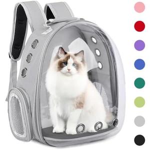 Pet Backpack Carrier, Bubble Backpack Cat Carrier, Pets and Small Dogs, Space Capsule Pet Carrier for Traveling, Walking, Hiking and Outdoor Activities (Gray)