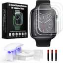 UV Tempered Glass Screen Protector Compatible with Apple Watch Series SE/6/5/4 40mm, Bubble Free iWatch Screen Protector, Curved Full Coverage Screen Protector for iWatch SE/6/5/4 40mm (3 Pack)