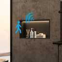 Qeke Stainless Steel Shower Niche 24" X 12", No Tile Needed Wall Niche with Non-Dimmable Led Strip &Motion Sensor, Recessed Shower Shelf for Bathroom Storage Over Mount Installation, Matte Black