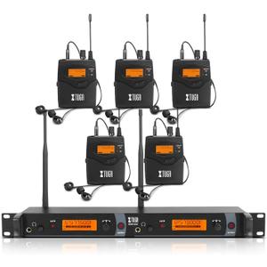 XTUGA IEM1200 UHF Mono Wireless in Ear Monitor System 2 Channel 5 Bodypacks Monitoring with in Earphone, 40 Frequencies, Rack Mountable, Up to 300Ft Operation, Suitable for Church and Band
