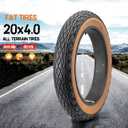 Pack of 2 20 Inch Fat Bike Tyre Fat Bicycle Tyres 20 x 4.0 (100-599) Inch Bicycle Coat Mid-Friction Compatible Replacement Bicycle Tyres for Mountain Snow and Beach Bike 20 PSI