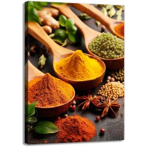 OAAPITI Spices Kitchen Wall Art Culinary Herbs Canvas Print Colorful Food Art Painting for Kitchen Gourmet Decor(Artwork-7,16"x24")
