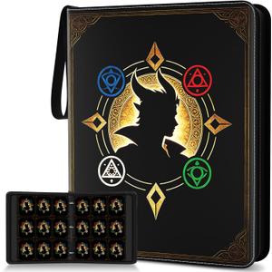 Trading Card Binder, Card Collection Binder 9 Pocket with 50 Removable Sleeves – 900-Pocket Compact 3-Ring Zipper Album, Durable Trading Card Holder for TCG/MTG Collectors (Grimoire)