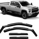 in-Channel Rain Guards Compatible with 2020-2025 Checy Silverado/GMC Sierra 2500HD/3500HD Crew Cab Truck, Durable Side Windows Wind Deflectors Rain Guard, Black, 4 PCS