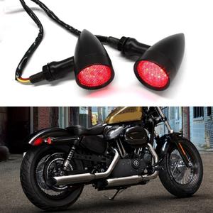 DREAMIZER LED Turn Signals Front Rear 15 LED Motorcycle Lights Super Bright Bulbs Compatible With Harley Honda Yamaha Suzuki and More (Black-Red Light)