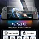 LuxiSync TPU Protective Case for Switch 2 Console  Ergonomic Carbon Fiber Grip, Shock-Absorbing Cover, 2 Screen Protectors, Thumb Grips & Dust Plugs