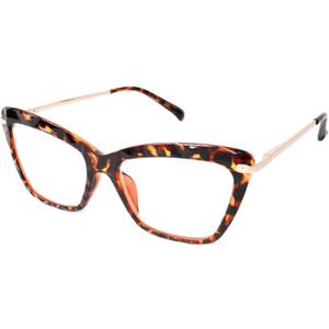 Focus Series Reading Glasses for Women - Full Rim, Polycarbonate & Metal, Includes Case, Cleaning Cloth (Leopard)