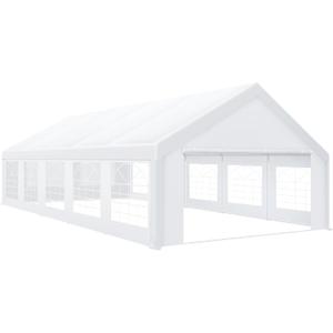COBIZI 16x32 Party Tent Heavy Duty for Parties, Church Activities & Wedding, Galvanized Large Outdoor Gazebo with Removable Sidewall & Built-in Sandbag, Carpas para Fiestas, Waterproof, White