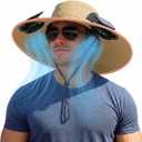 Zaximap Solar Fan Hat with Steel Brim for Men Women UPF 50+ Garden Outdoor Fishing Beach Essential