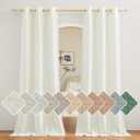 NICETOWN Linen 90 inch Curtains for Living Room, Grommet Thick Linen Blend Vertical Drapes Privacy Added with Light Filtering for Doorway/Bedroom, Off White, W42 x L90, 2 Panels (Cream)