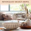 Large Decorative Bowl, Modern Handicraft Bowls for Home Decor, Decorative Fruit Bowl for Kitchen Counter, Ruffle Decor, Stylish Key Bowl for Entry Table, Artificial Stone Beige