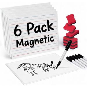 GAMENOTE Magnetic Dry Erase Lap Boards for Kids, 9x12 Double-Sided Lined and Blank Whiteboards with Markers & Erasers, Small Classroom and Homeschool Writing Board, 6 Pack