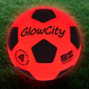 GlowCity Glow in The Dark Soccer Ball | Light Up Indoor/Outdoor Soccer Ball with 2 LED Lights | Pre-Installed Batteries | Fun Gift for Teens