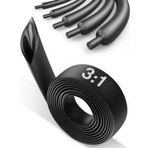 Eventronic 3/4" Heat Shrink Tubing-3:1 Ratio Adhesive Lined-Marine Grade Heat Shrink Tube-Wire Waterproof Industrial Large Heat Shrink Tubing-Black-13.2FT (3/4"(19.1mm)-13.2ft)