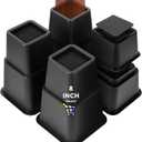 NKPOPHETE 8 inch Bed Risers Adjustable Furniture Risers - Heavy Duty Non-Slip Lift Supports for Beds/Couches/Sofas, Durable Square Design with Creates Storage Space (4 Pack Black, 3/5/8 lnch Square)