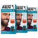 Just For Men Mustache & Beard, Beard Dye for Men with Brush Included, With Keratin Biotin Aloe and Coconut Oil for Healthy Facial Hair - Dark Brown, M-45, Pack of 3 