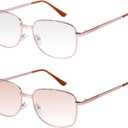 Fullwosing 2 Pairs Bifocal Reading Glasses +2.00 Mens Womens Readers Eyewear Light Metal Frame Far and Near Dual-Use Eyeglasses