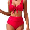 ZAFUL High Waisted Bikini Sets for Women Swim Suits 2026 Tummy Control Ruched Bikini Two Piece Bathing Suit Swimwear, Size Medium