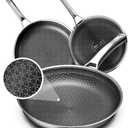 OATOFP Non Stick Frying Pans Set, Hybrid Skillet Set Nonstick (8+10+12inch), Pans for cooking, PFOA Free Stainless Steel Kitchen set,