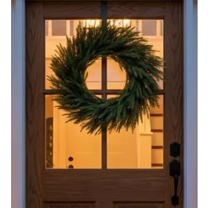 Norfolk Pine Easter Wreath 26 Inch - Real Touch Artificial Garland for Front Door, Mantel, Holiday Decor, Full & Fluffy Green PE Wreath for Easter Indoor Outdoor