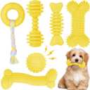Puppy Toys, 6 Pack Dog Chew Toys for Puppy, Cute Yellow Small Dog Toys, Teething Toys for Puppies, Soft Durable Interactive Chew Toy for Small Dogs