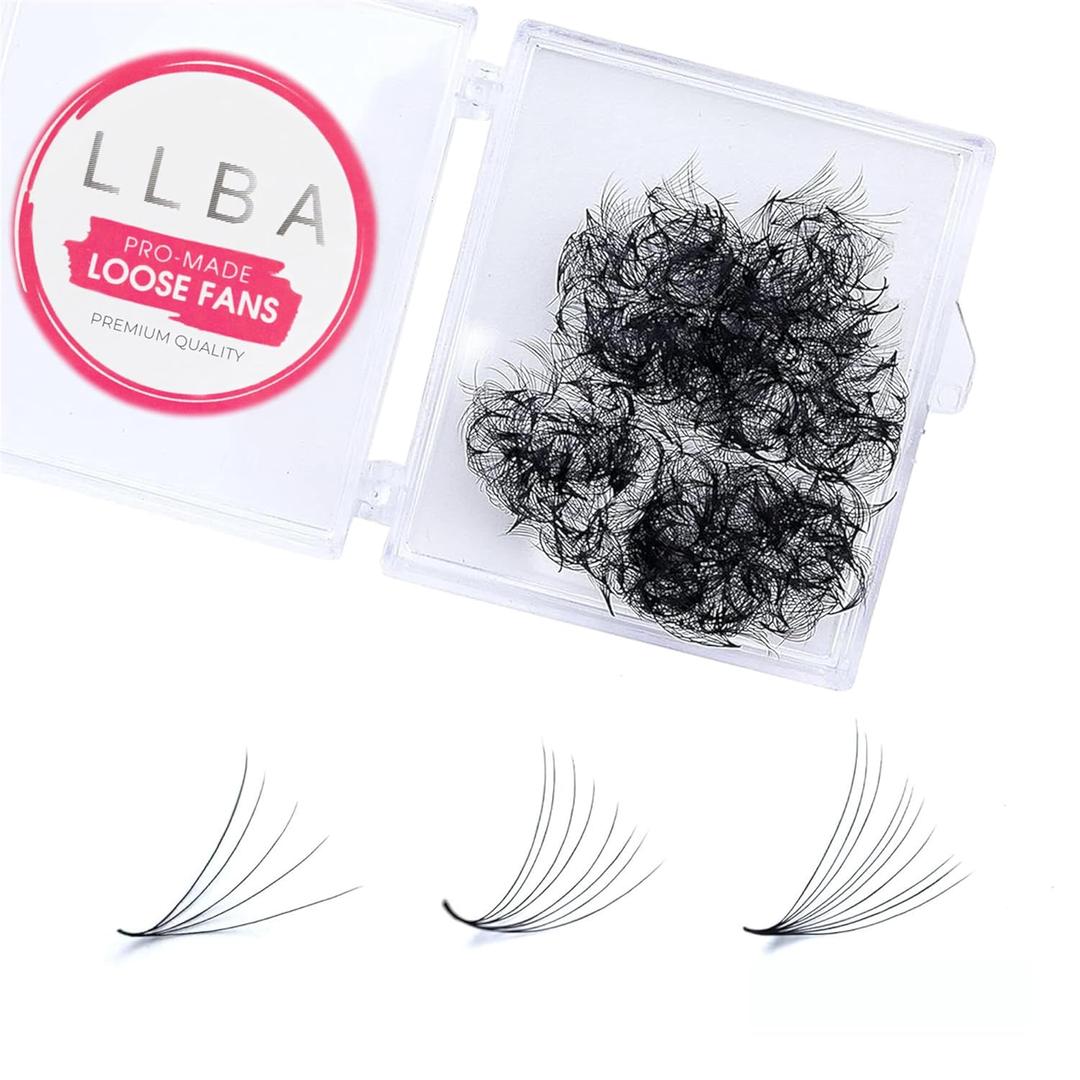 LLBA Promade Fans | Handmade Volume Eyelashes | Multi Selections From 3D To 16D | C CC D DD L M Curl | Thickness 0.03 ~ 0.1 mm | 8 - 20mm Length | Long Lasting | Easy Application (5D-0.07 D 12 mm)