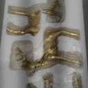 Lulu Home 3 PCS Christmas Tabletop Decorations, Resin Golden Reindeer Family Figurines with Diverse Postures, Xmas Holiday Winter Centerpieces Ornaments for Mantel Shelf Sill Decor(Peer)