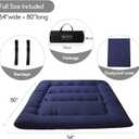 MAXYOYO Japanese Floor Mattress Futon Mattress, Thicken Tatami Mat Sleeping Pad Foldable Roll Up Mattress Boys Girls Dormitory Mattress Pad Kids Floor Lounger Cushion, Navy, Full